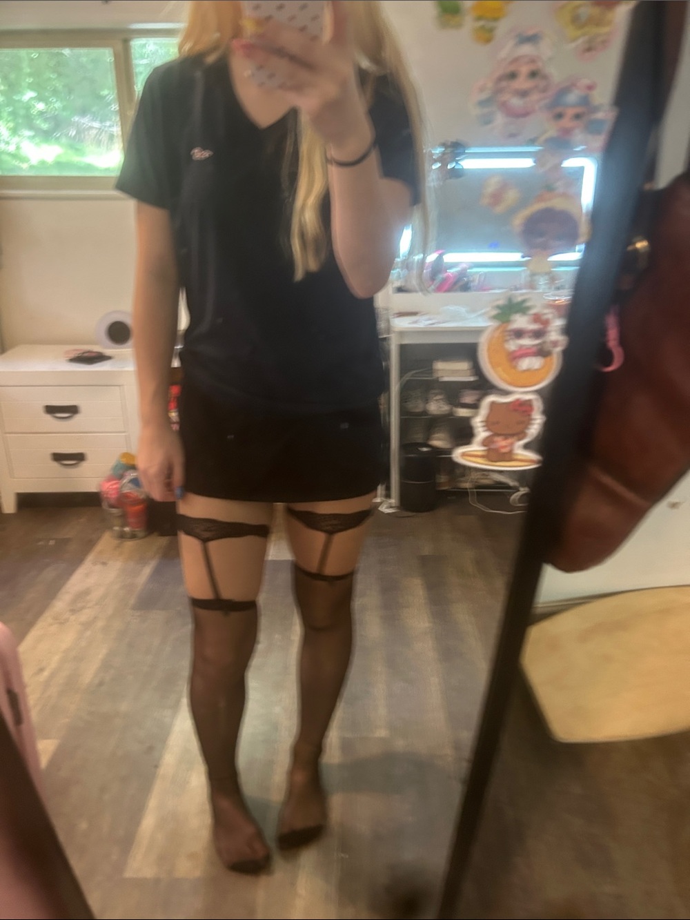 Black thigh high tights